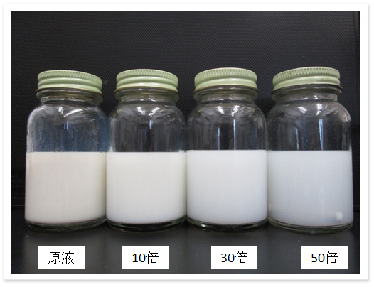 原液から50倍希釈までの比較画像